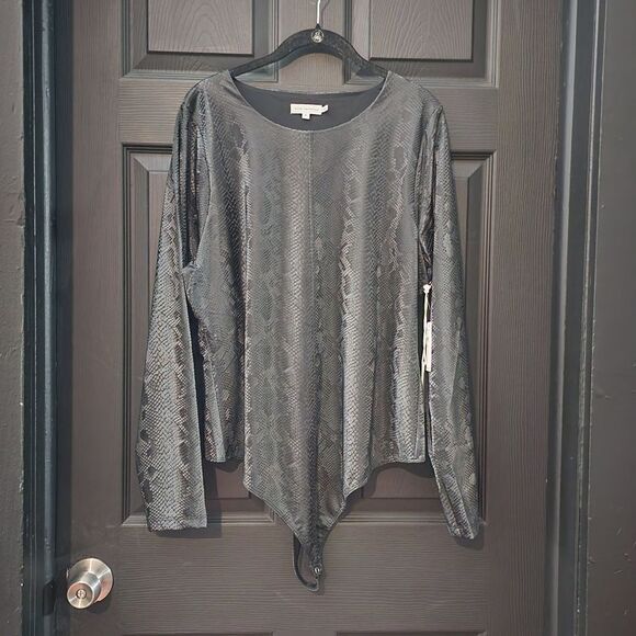 Good American Sz. 2X New with Tags ​Snakeskin Print Faux Leather Bodysuit - Picture 5 of 12